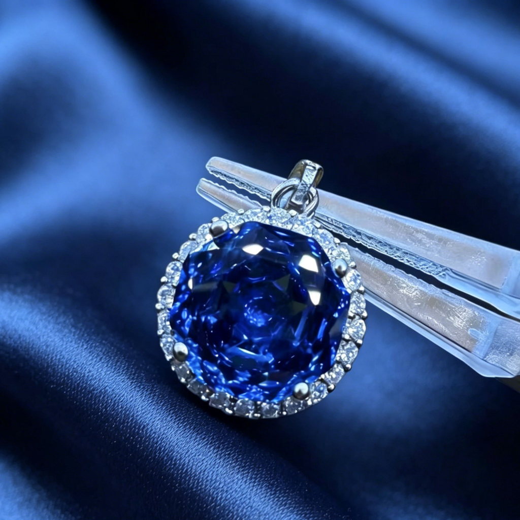 Blue Sterling Silver Pendant Necklace