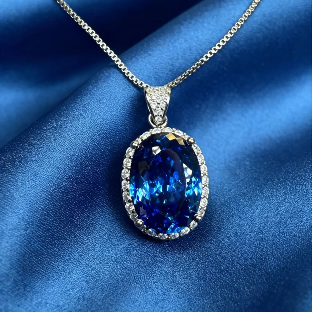 Blue Oval Statement Pendant