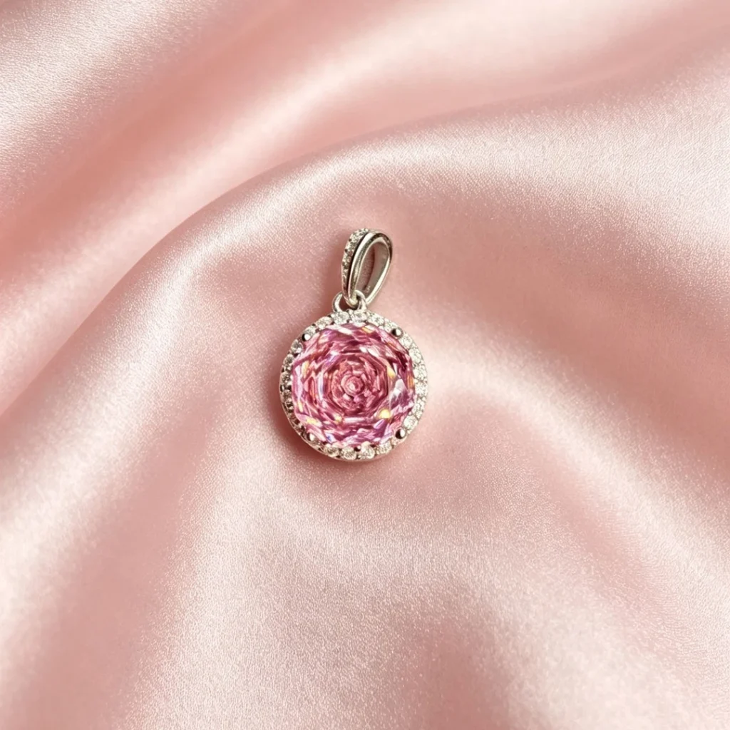 Sakura Pink Silver Halo Pendant