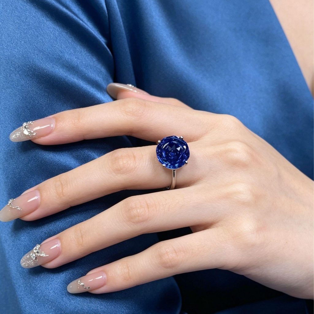 Blue Open Sterling Silver Ring image 2