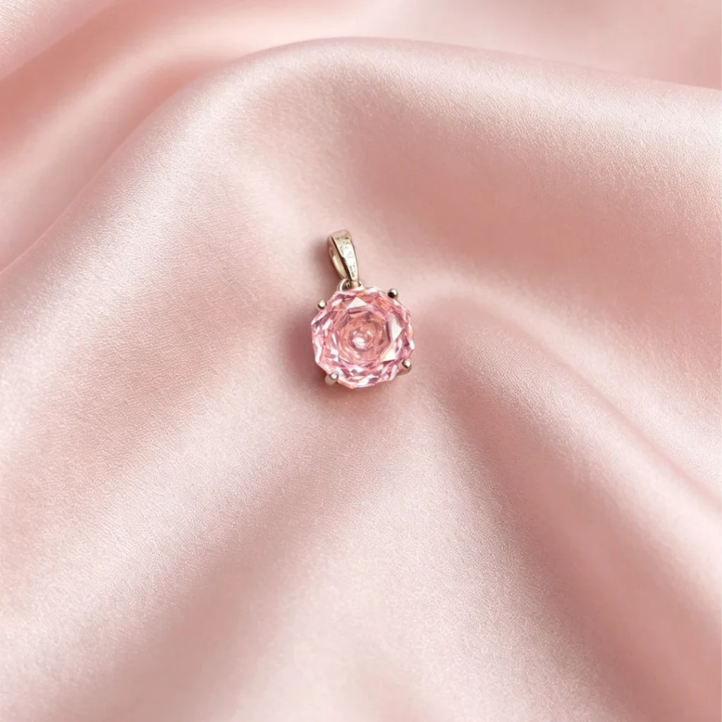 Pink Rose Pendant Necklace