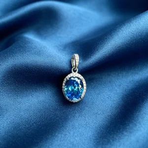 Aquamarine-Blue Silver Pendant Necklace