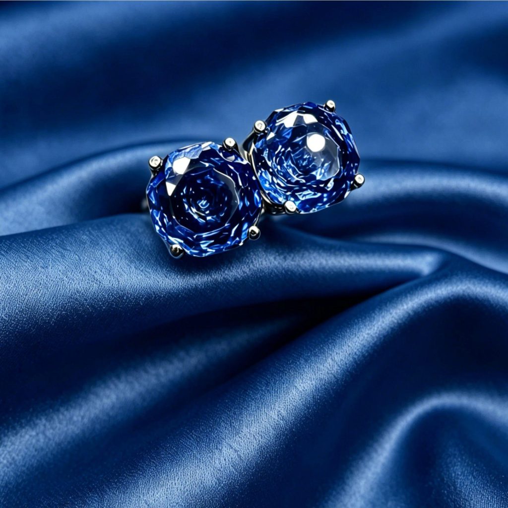 Blue Sterling Silver Stud Earrings image 2