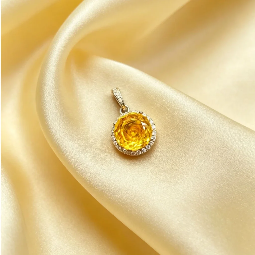 Canary Yellow Rose Pendant Necklace