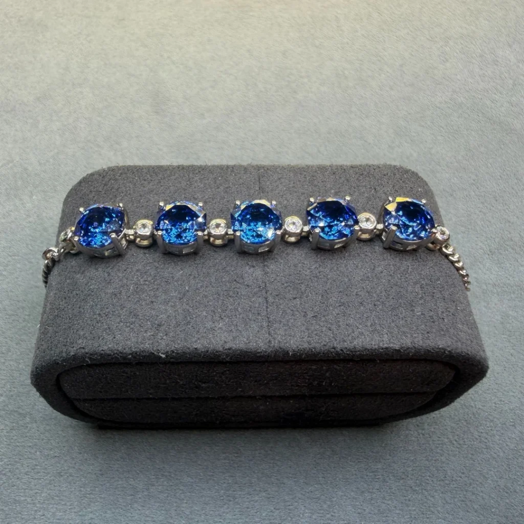Blue Five-Stone Adjustable Bracelet image 3