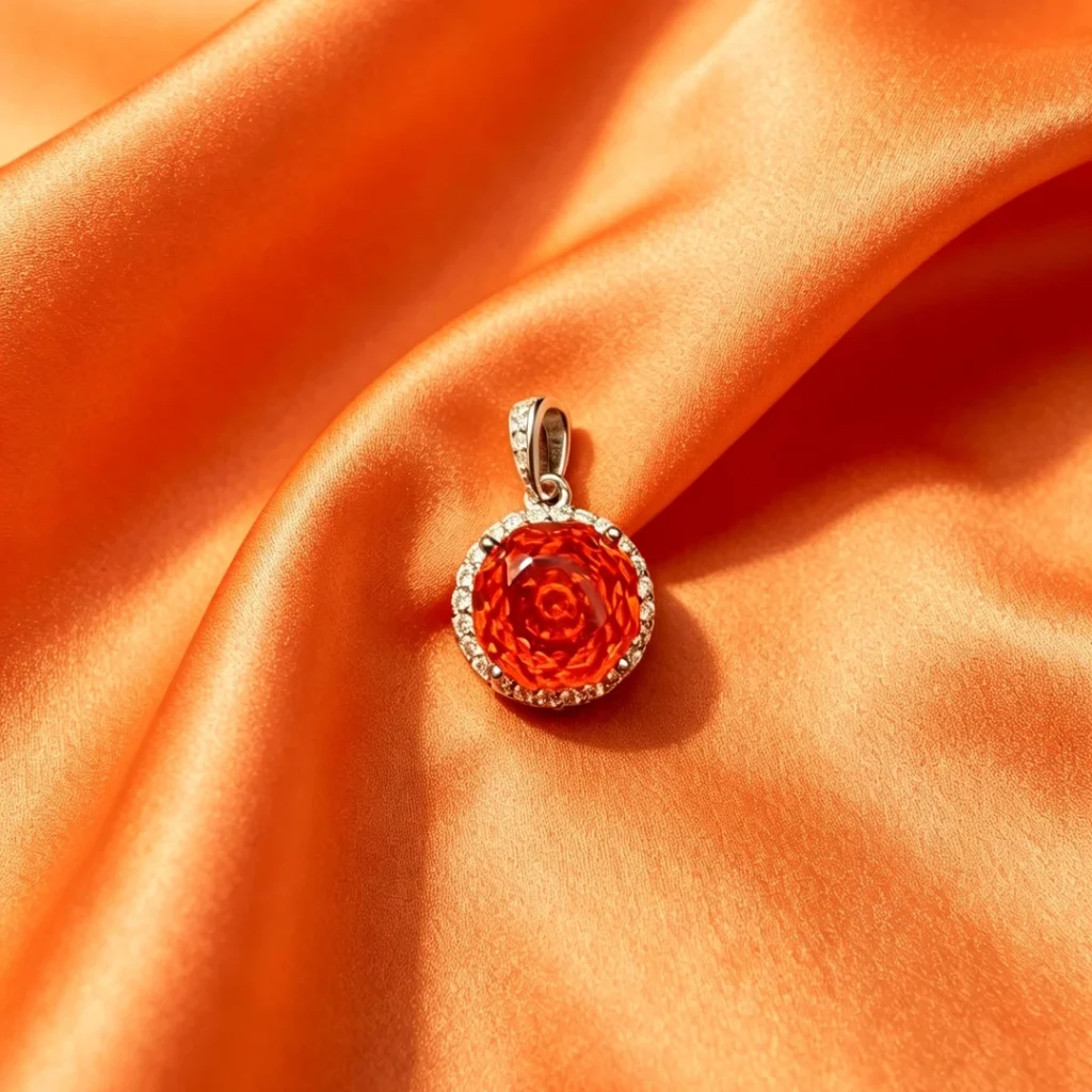 Fanta-Orange Rose-Cut Silver Pendant