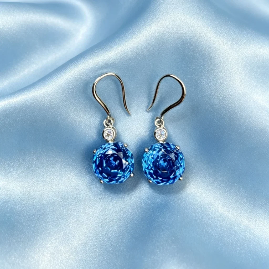 Blue Rose Drop Earrings