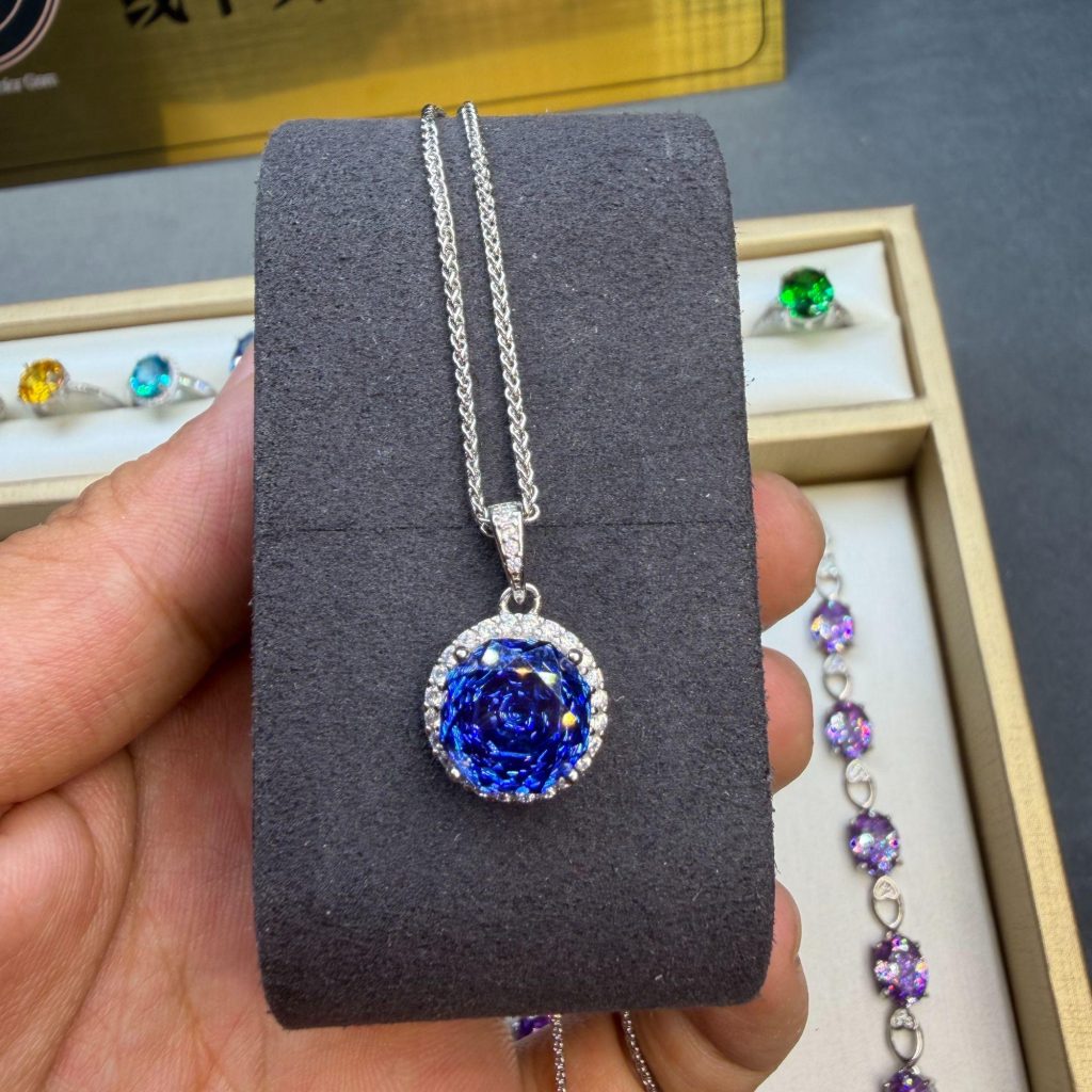 Blue Sterling Silver Pendant Necklace image 2
