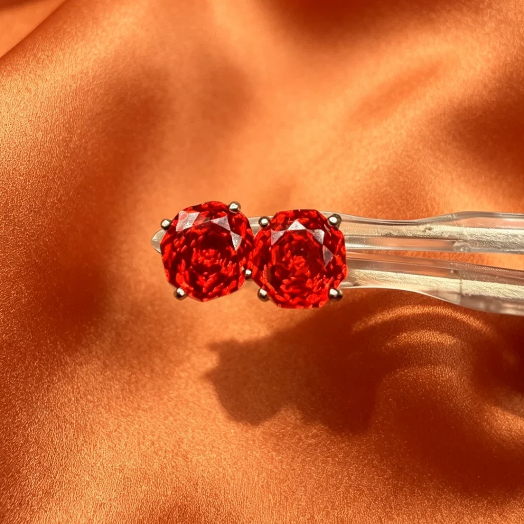 Fanta-Orange Rose-Cut Stud Earrings