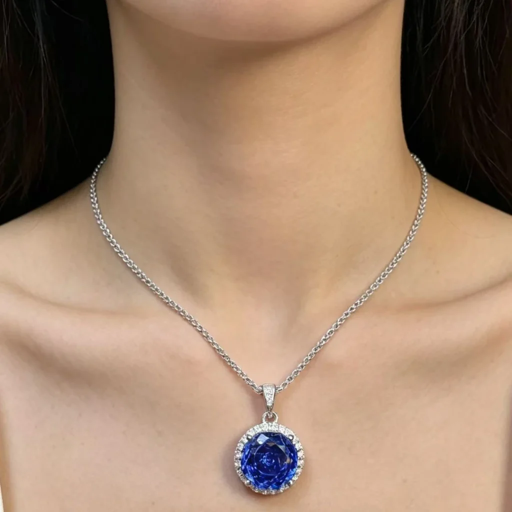 Blue Sterling Silver Pendant Necklace image 3