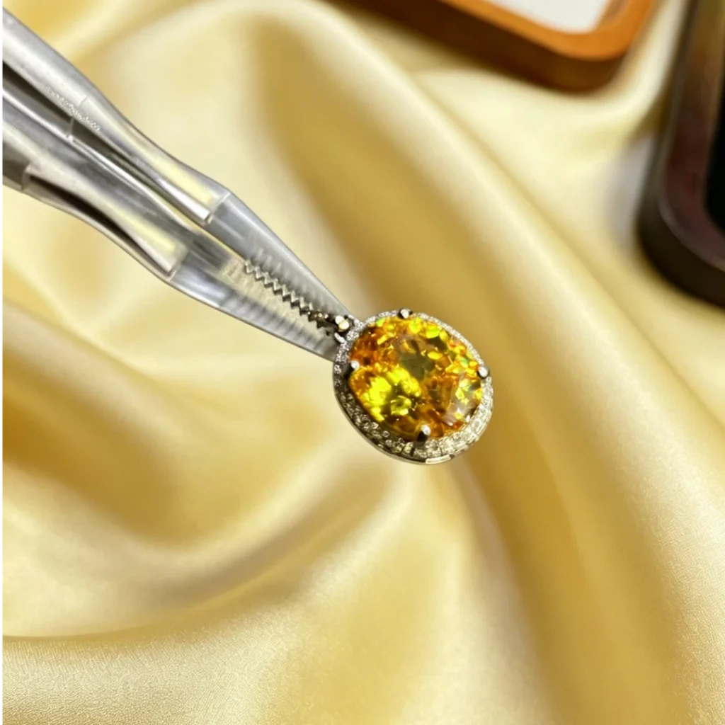 Canary Yellow Halo Pendant Necklace