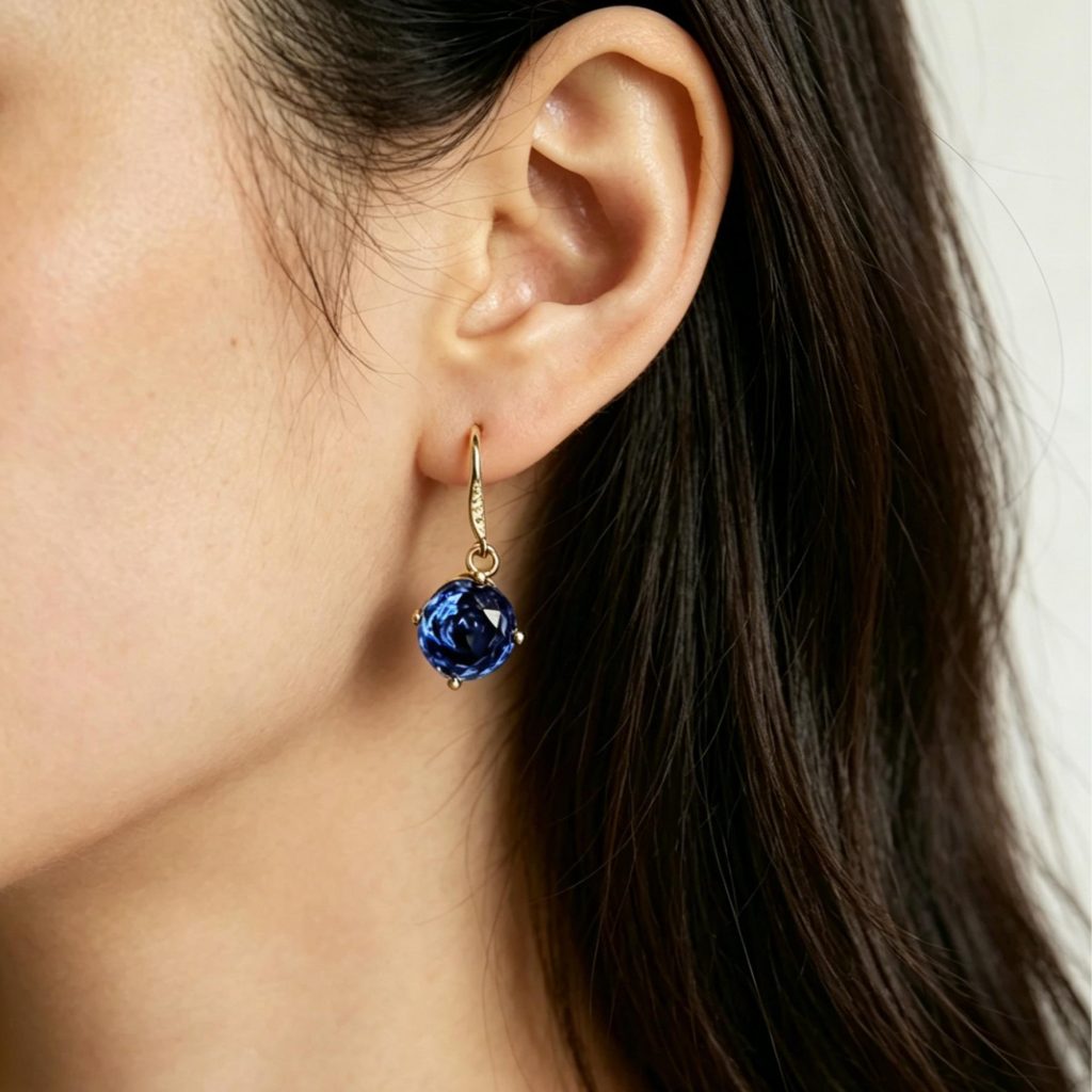 Blue Rose Drop Earrings image 2