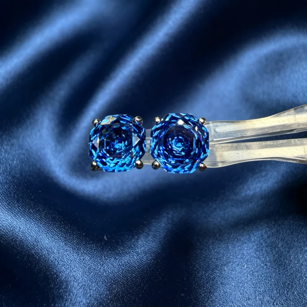 Blue Sterling Silver Stud Earrings